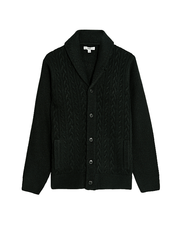 Cable Shawl Collar Cardigan