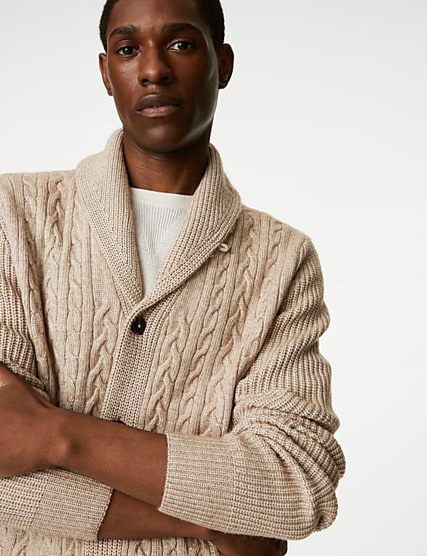 Buy Cable Shawl Collar Cardigan at Marks Spencer
