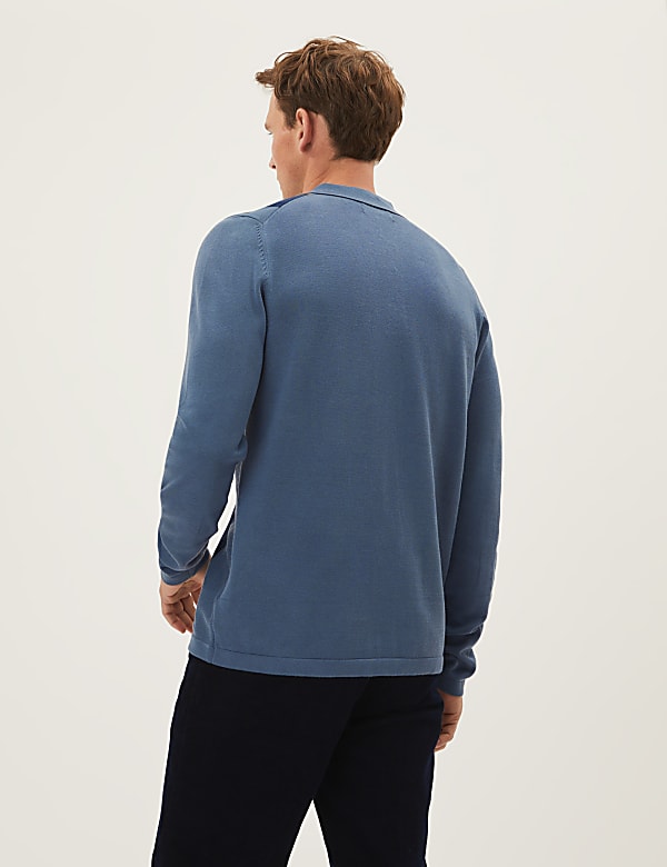 Cotton Modal Striped Knitted Polo Shirt