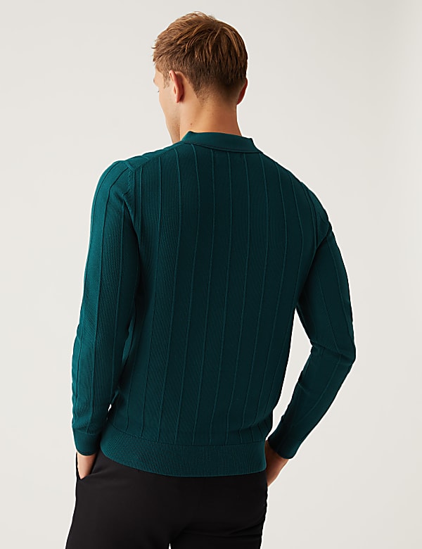 Cotton Modal Textured Knitted Polo Shirt