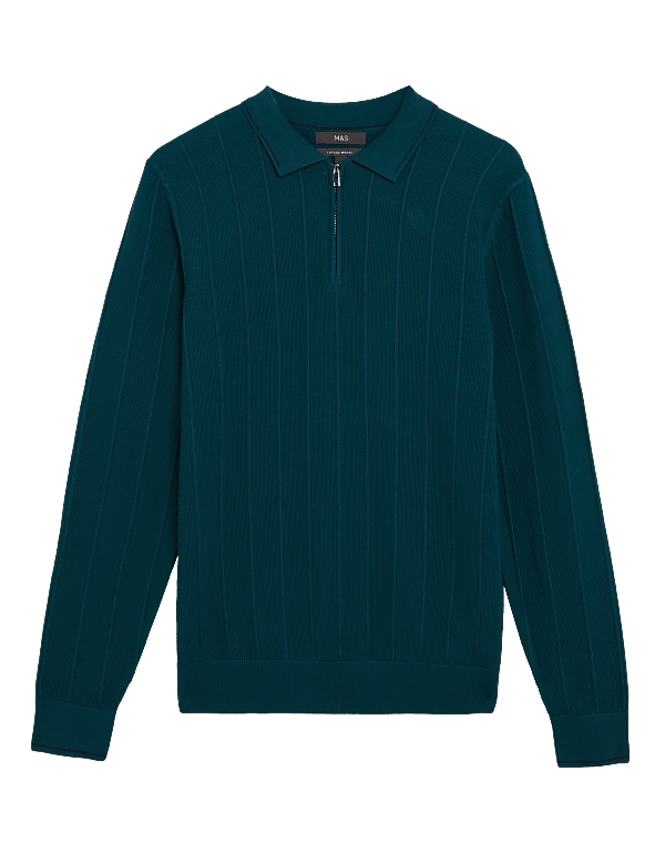 Cotton Modal Textured Knitted Polo Shirt