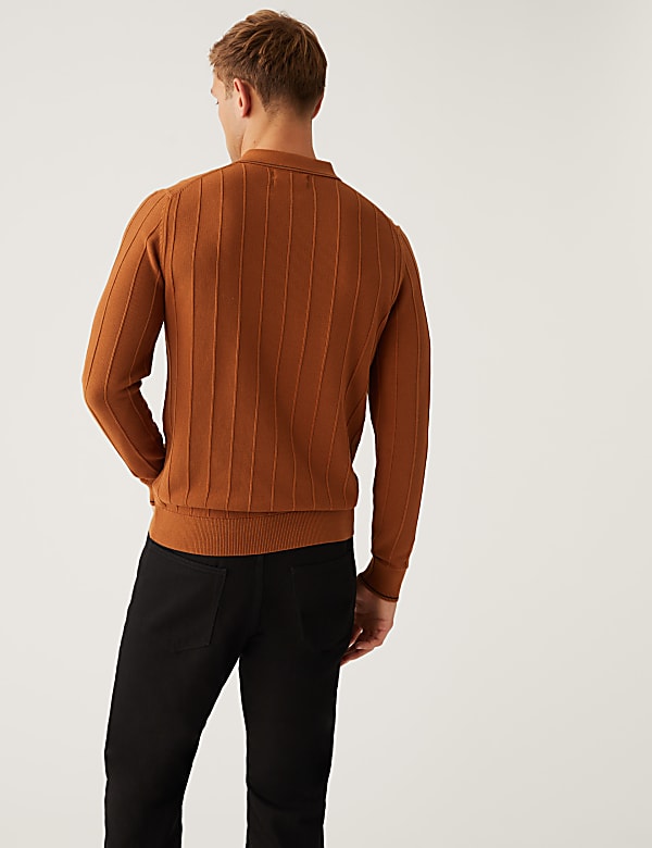 Cotton Modal Textured Knitted Polo Shirt