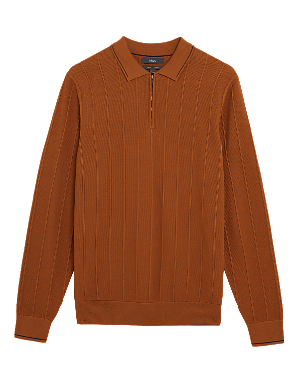 Cotton Modal Textured Knitted Polo Shirt
