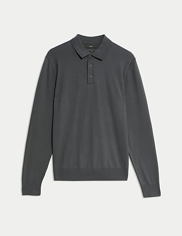 חולצת פולו סרוגה מבד עשיר בכותנה - IL