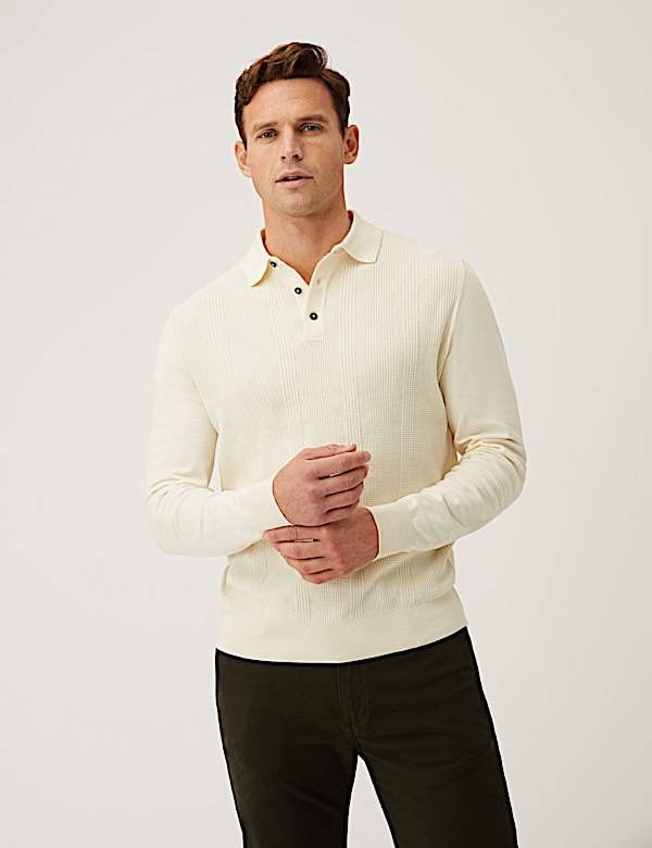 Cotton Rich Textured Knitted Polo Shirt