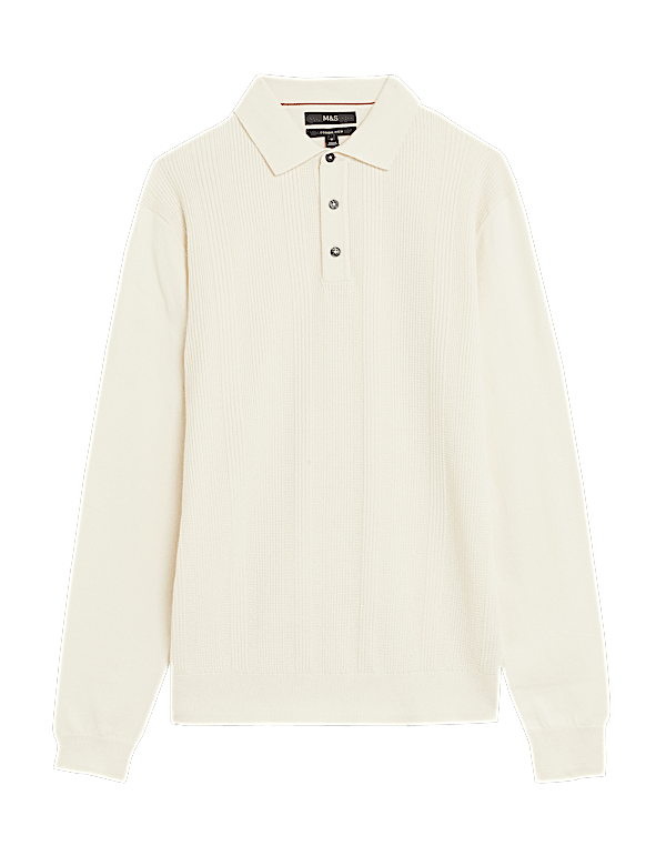 Cotton Rich Textured Knitted Polo Shirt