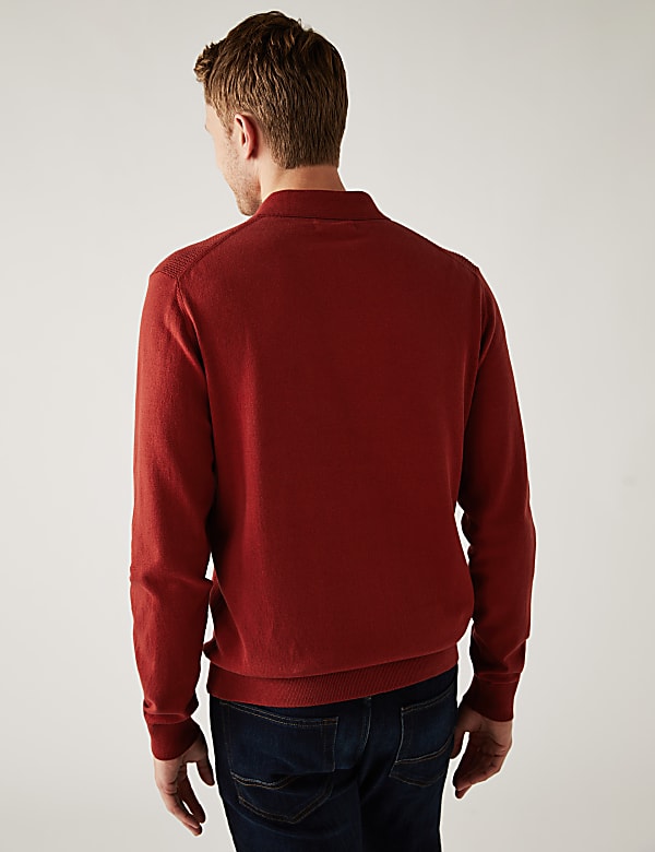 Cotton Rich Textured Knitted Polo Shirt