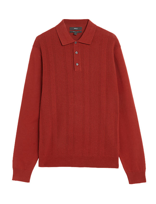 Cotton Rich Textured Knitted Polo Shirt