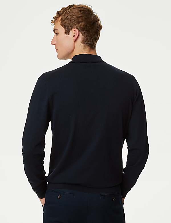 Cotton Rich Cable Knit Polo Shirt - US