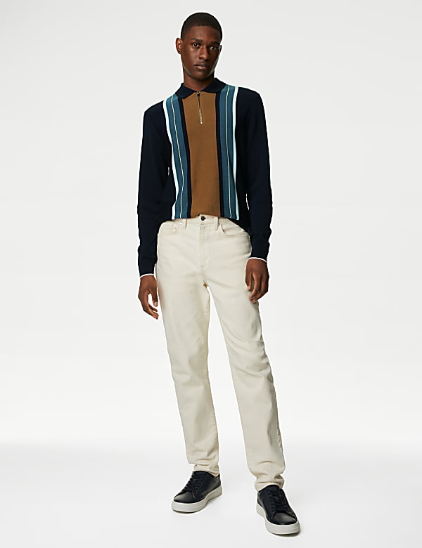 Cotton Rich Striped Knitted Polo Shirt