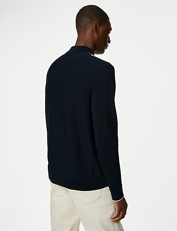 Cotton Rich Striped Knitted Polo Shirt