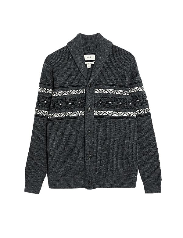 Cotton Blend Fair Isle Cardigan