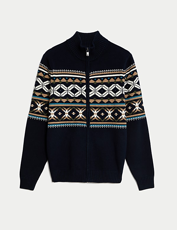 Fair isle zip cardigan store