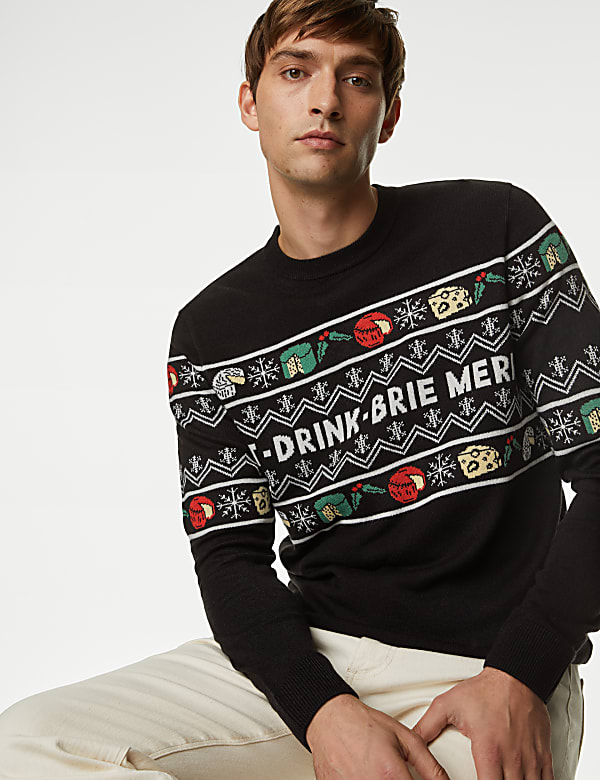 Buy Fair Isle Cheese Christmas Jumper at Marks Spencer