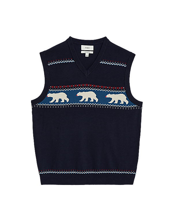 Pure Cotton Polar Bear Knitted Vest