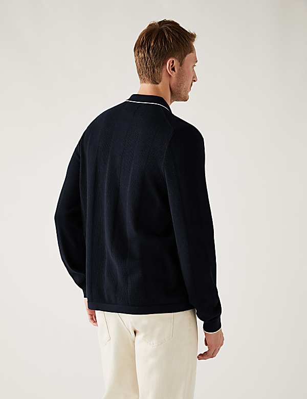 Cotton Rich Textured Knitted Polo Shirt
