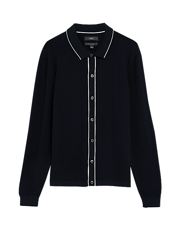 Cotton Rich Textured Knitted Polo Shirt