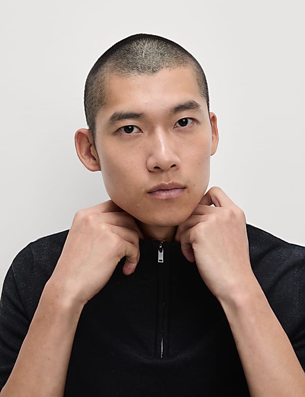 Cotton Rich Half Zip Jumper - FI