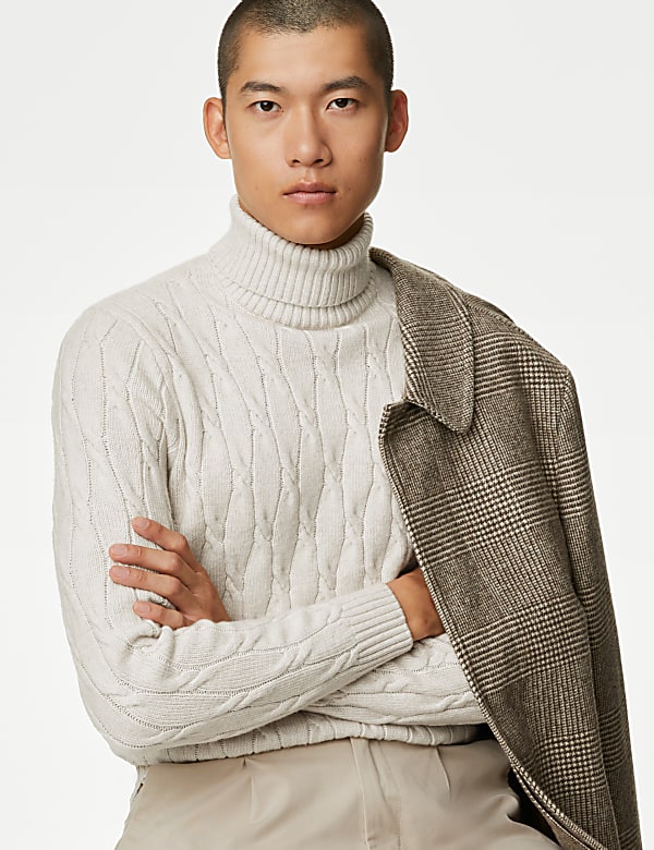 Cable High Neck Jumper GREY MIX Jumpers M S JE