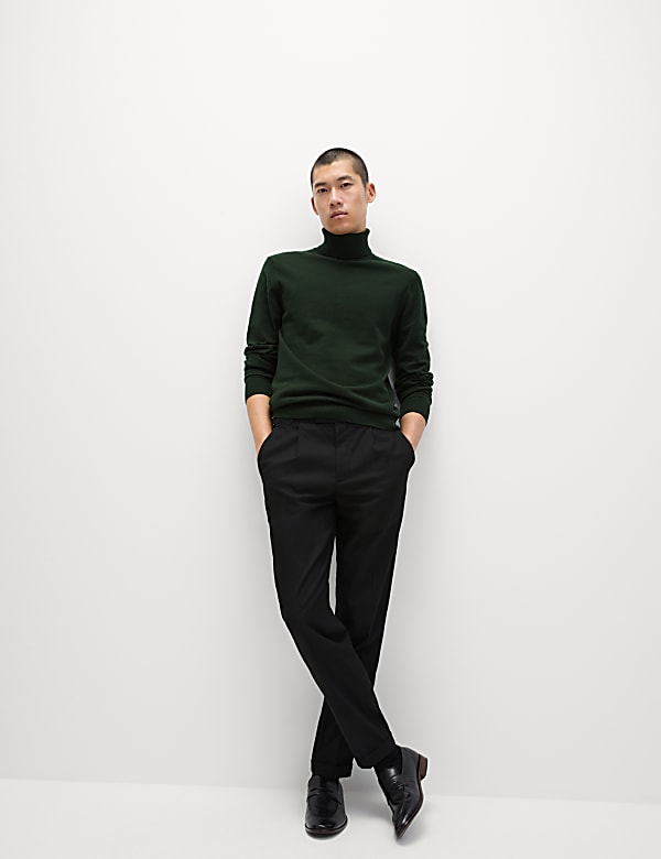 Cotton Rich Roll Neck Jumper with Wool