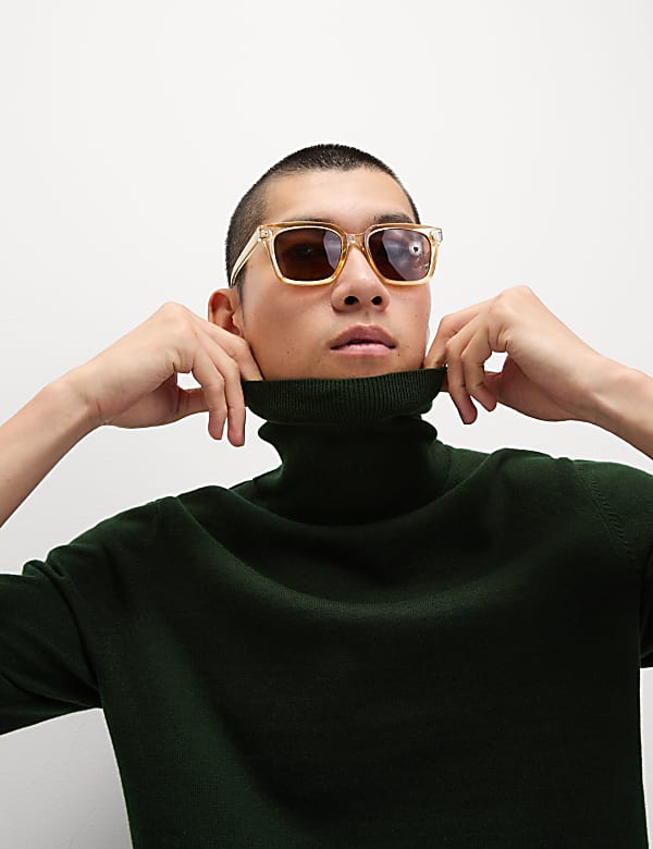Cotton Rich Roll Neck Jumper with Wool