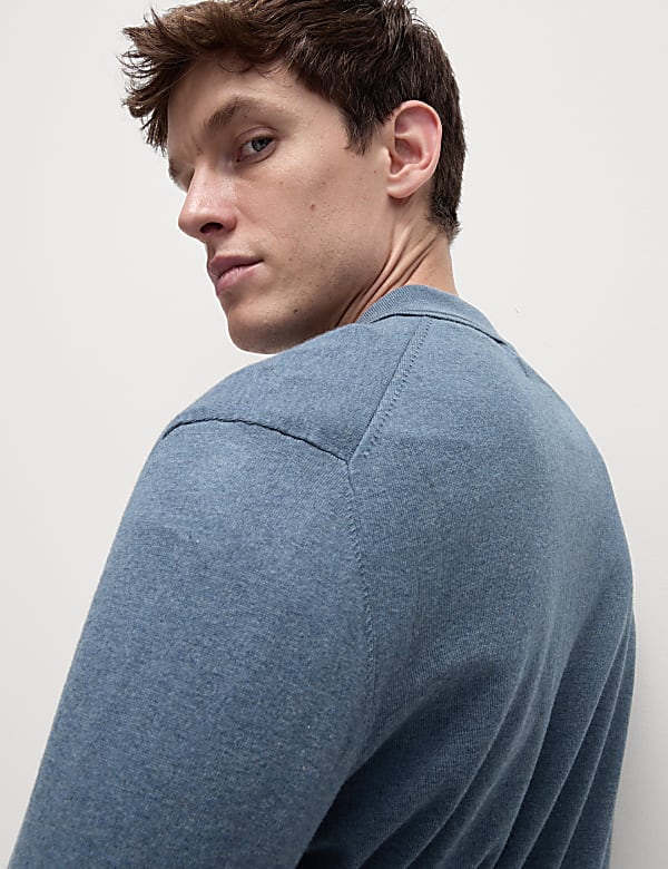 Cotton Rich Zip Up Knitted Polo Shirt