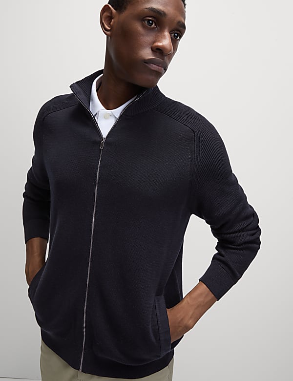 Veste en maille Milano de coton &agrave; col chemin&eacute;e - CH