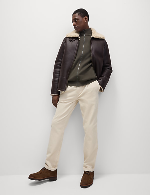 Cotton Rich Milano-Knit Funnel Neck Knitted Jacket - GR