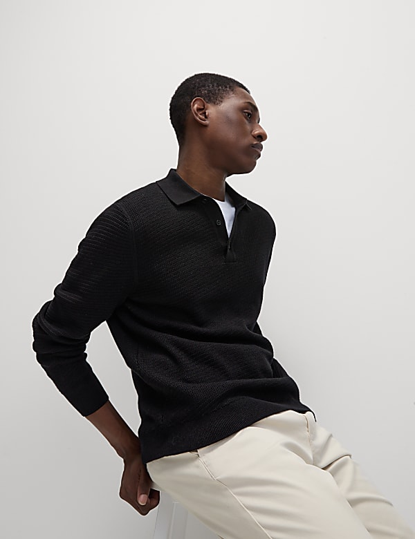 Kemeja Polo Rajut Bahan Katun Bertekstur - ID