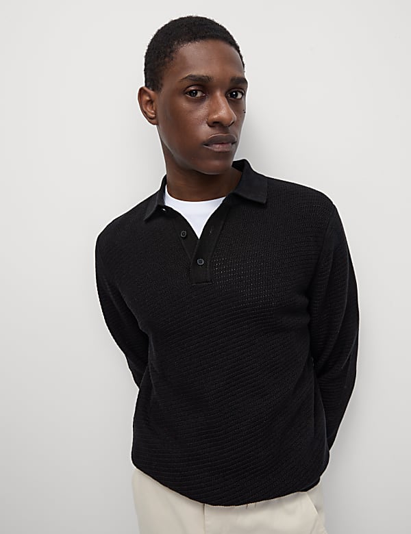 Kemeja Polo Rajut Bahan Katun Bertekstur - ID