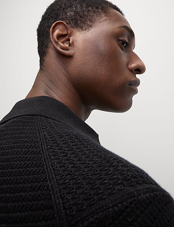 Kemeja Polo Rajut Bahan Katun Bertekstur - ID