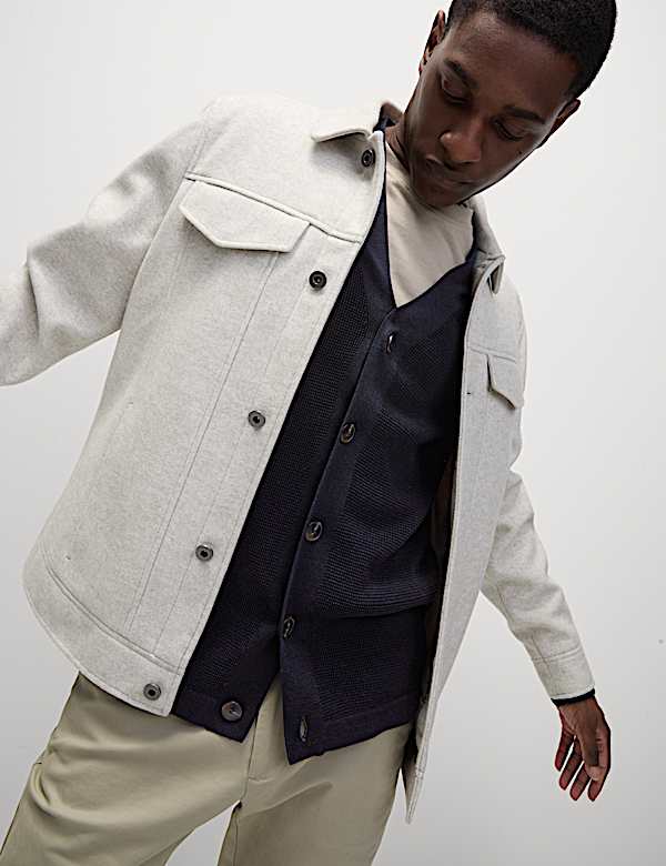 Cotton Modal Blend Textured V-Neck Cardigan - IT