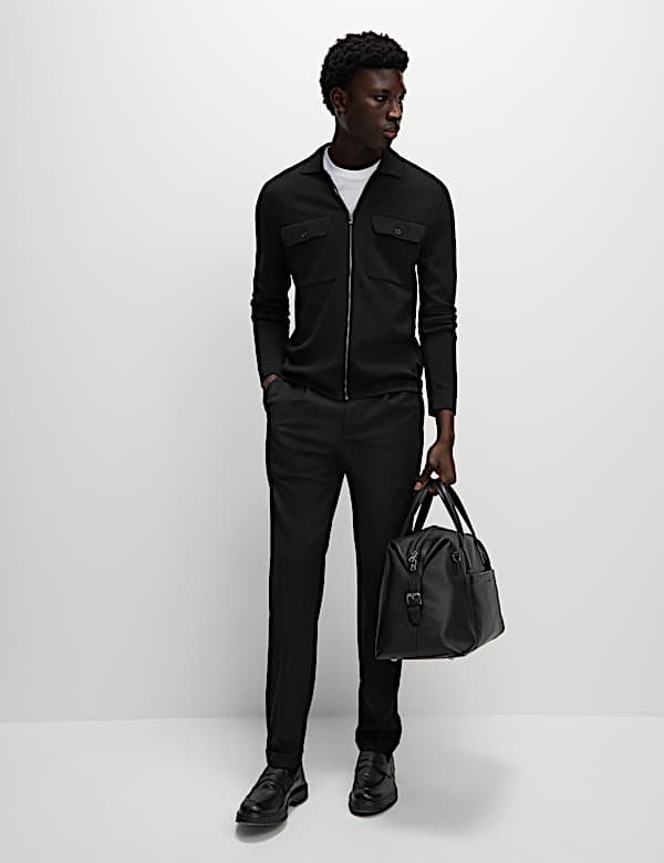 Cotton Rich Zip Up Knitted Jacket - US
