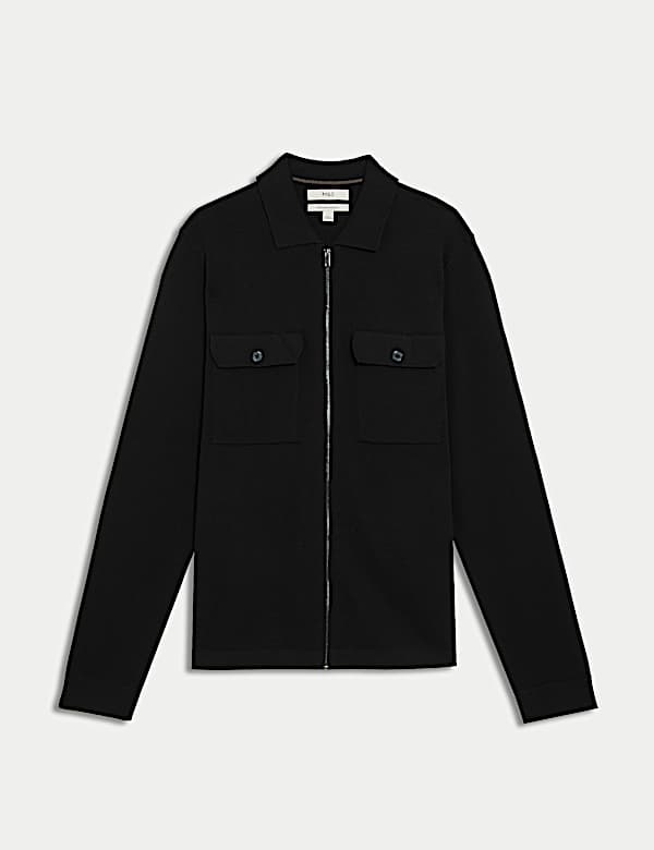 Veste en maille de coton avec fermeture &agrave; glissi&egrave;re - CA