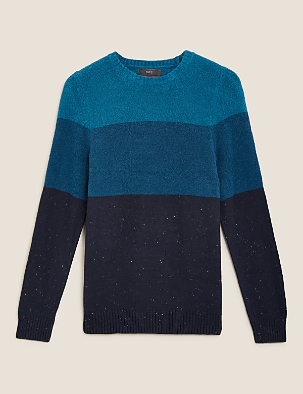 Cotton Block Stripe Crew Neck Jumper