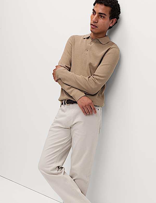 Cotton Rich Textured Knitted Polo Shirt - LU