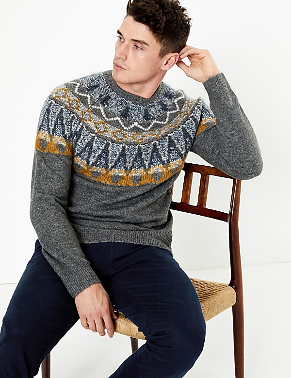 Fair Isle Design Crew Neck Jumper
