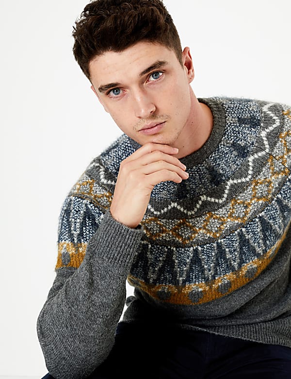 Fair Isle Design Crew Neck Jumper
