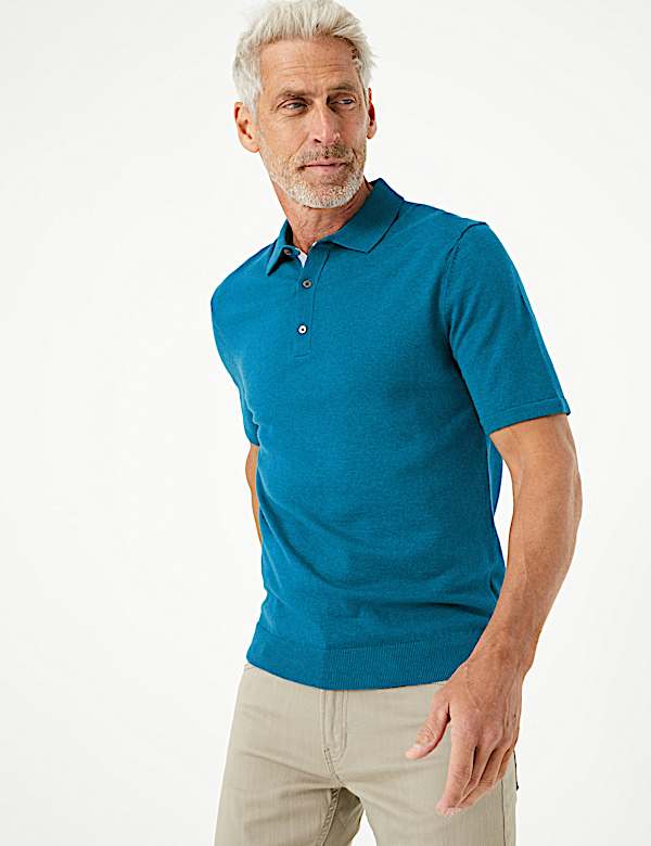 Cotton Rich Short Sleeve Knitted Polo - PT