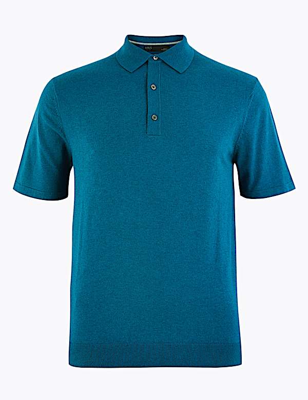 Cotton Rich Short Sleeve Knitted Polo - PT