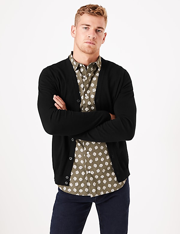 Cotton V-Neck Cardigan - ES