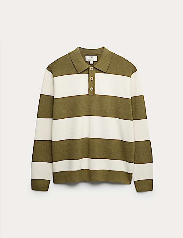 Cotton Blend Striped Rugby Shirt - GR