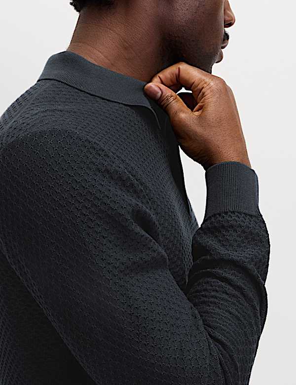 Cotton Modal Textured Polo Shirt - US