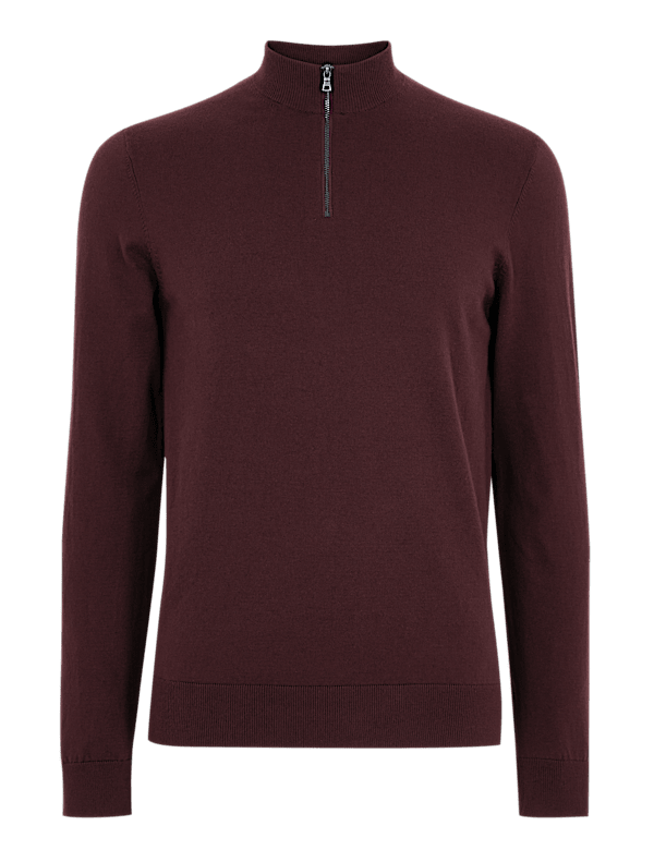 Cotton Rich Half Zip Jumper