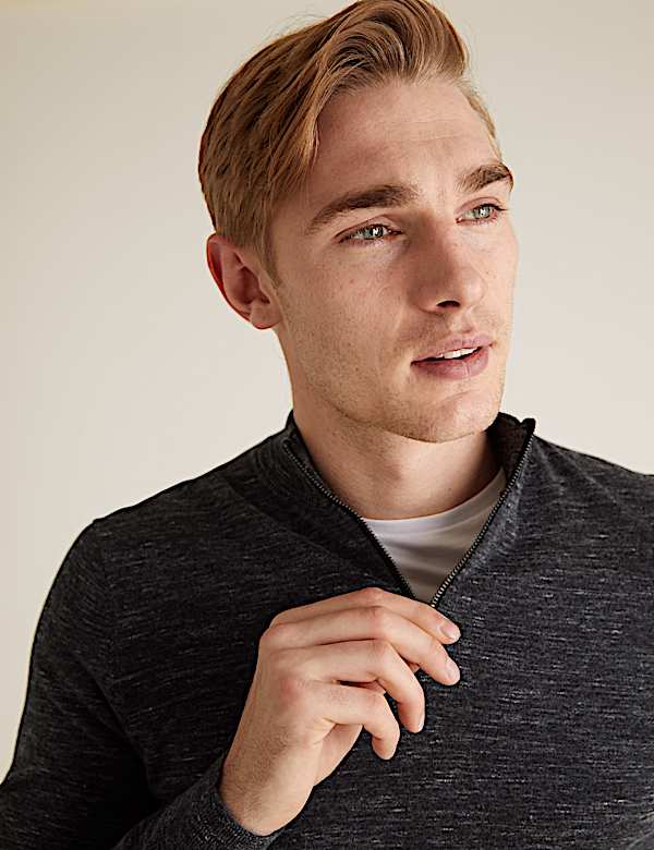 Cotton Rich Half Zip Jumper