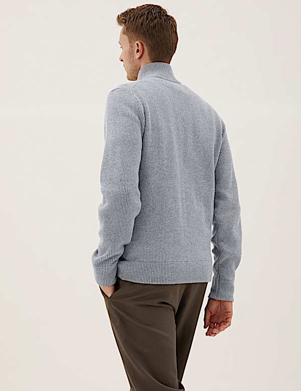 Wool Funnel Neck Knitted Jacket