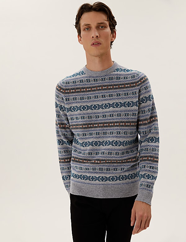 Buy Pure Extra Fine Lambswool Fair Isle Jumper at Marks Spencer