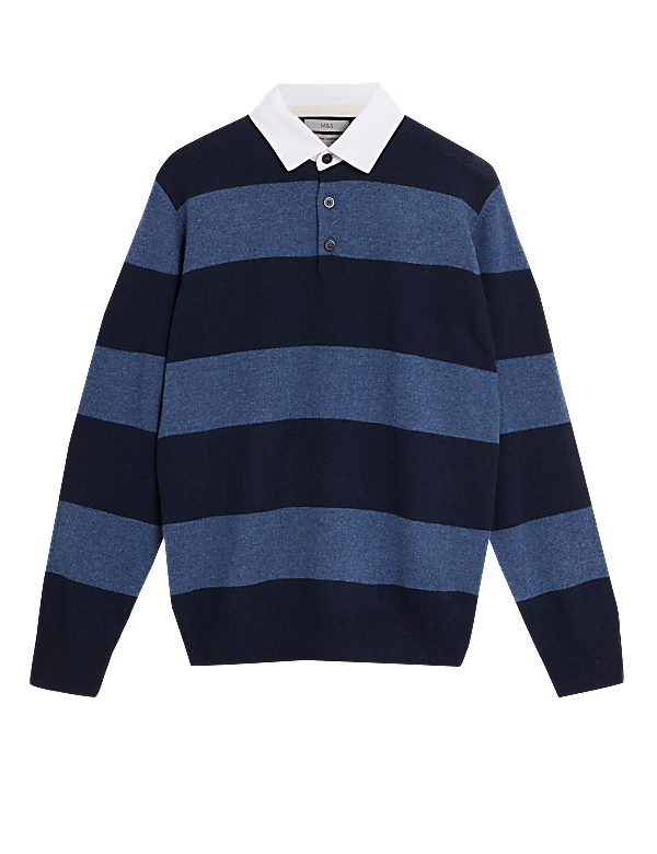 Pure Lambswool Striped Rugby Shirt