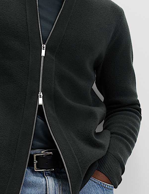 Air-Yarn Smart Crew Neck Knitted Bomber Jacket - AT