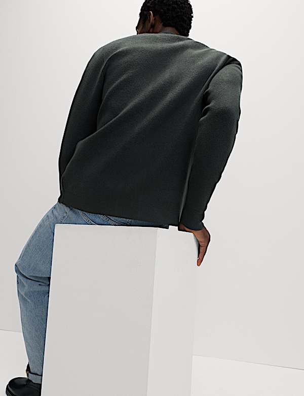 Air-Yarn Smart Crew Neck Knitted Bomber Jacket - AT